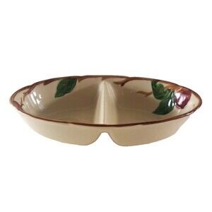 Franciscan Earthen Ware Apple Divided Bowl Oval California 2 Part 10.75x7